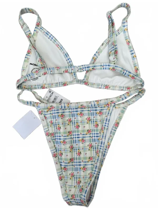 Pacsun Floral Plaid Demi High Cut Bikini Bottom & Demi Triangle Bikini Top NWT S - Image 4