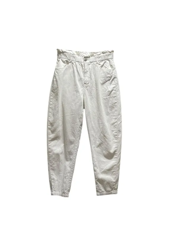 Zara Barrel Leg Corduroy Pants White Size 4 Neutral Minimalist Classic Coastal - Image 2