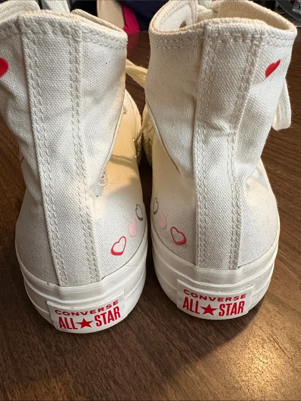 Converse Size 8 Chuck Taylor All Star Lift Hi Y2K Heart Egret - Image 6