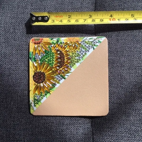 Diamond Art SUNFLOWERS 03 Corner Bookmark, Colorful, Sparkly, Bling, Gold, Brown - Image 11