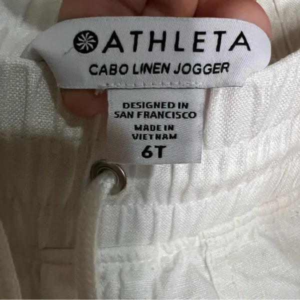Athleta Cabo Linen Jogger‎ Tall White High Rise Drawstring Pull On Pants - Image 5