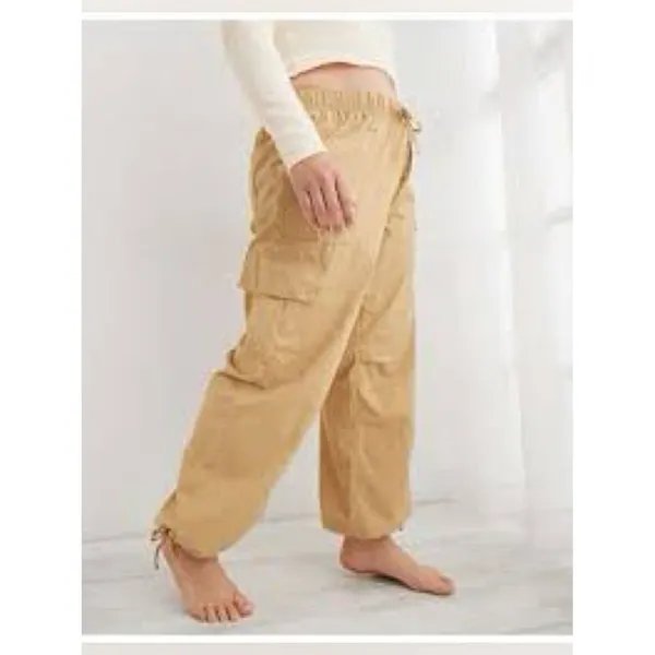 Aerie Avenue Cargo Pant Baggy NEW Khaki Medium Skater Pant Jogger 100% Cotton - Image 2