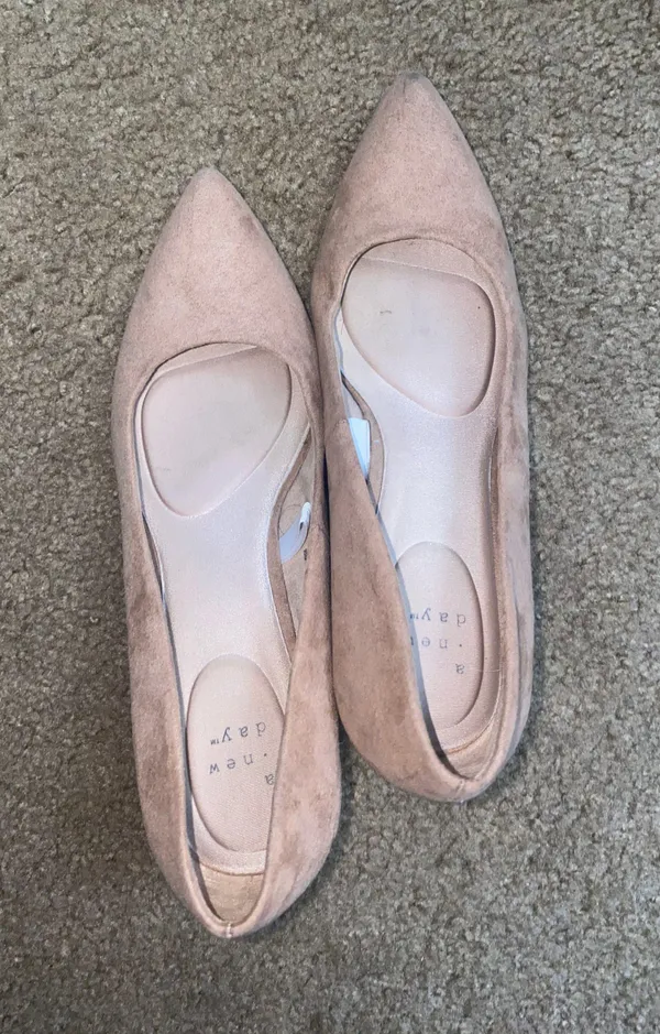 A New Day Nude Suede Heels - Image 5