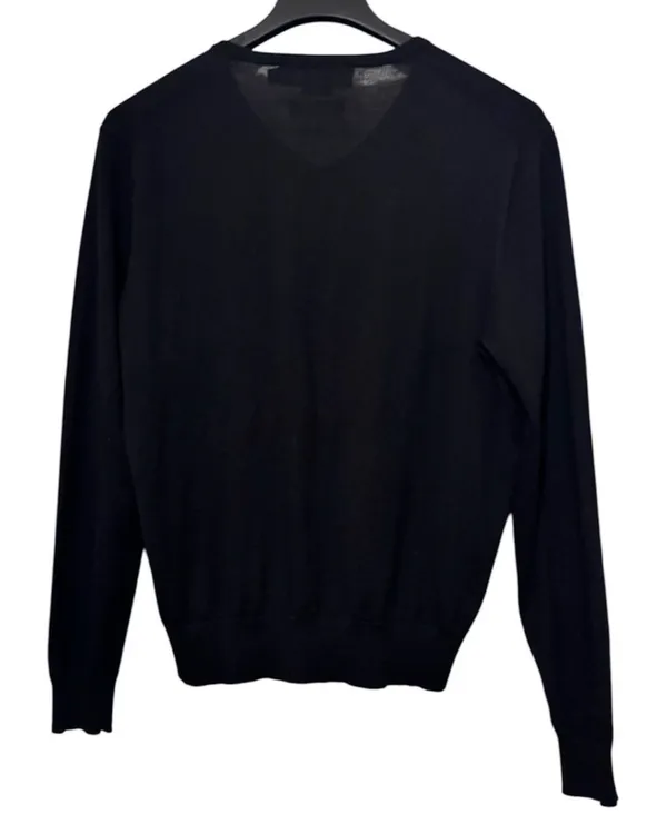 Polo by Ralph Lauren Vintage Black & Red Custom Fit Merino Wool V-Neck Sweater Sz L - Image 3
