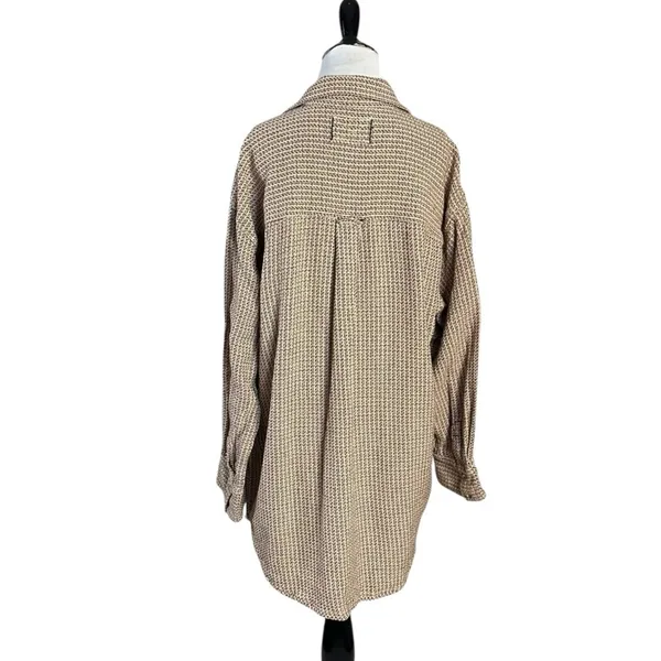 Free People Large Freddie Menswear Oversized Shirt Jacket Shacket Neutral Plaid - Image 5