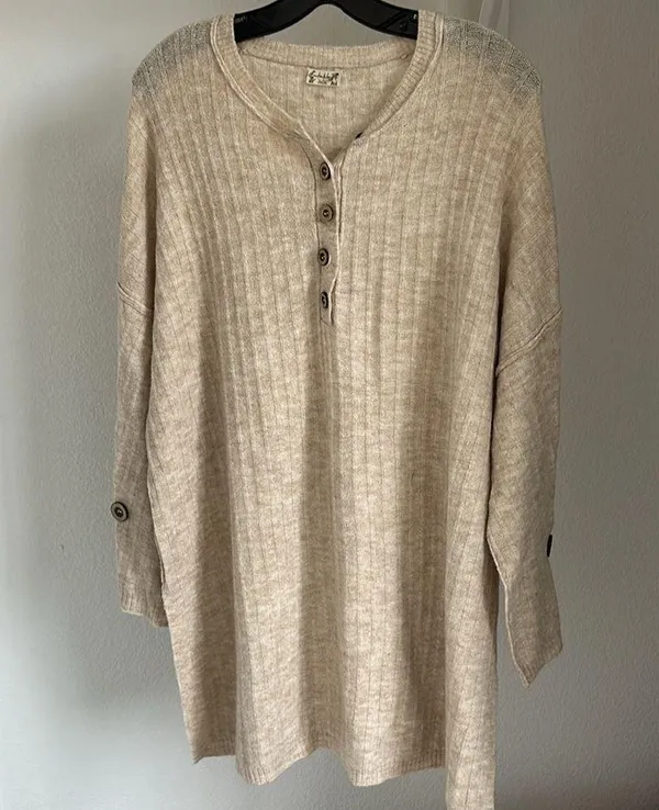 Free People Ribbed Knit Long Sweater size M - Image 3