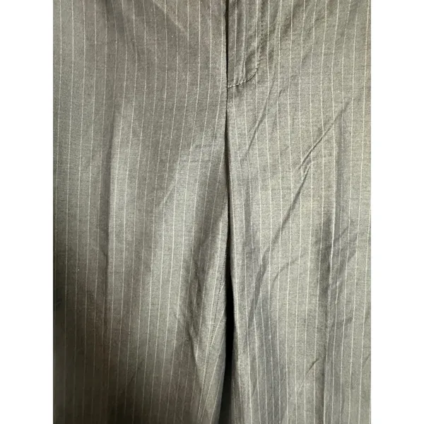 Banana Republic Martin Fit Pinstripe‎ Wide Leg Crop Pants Brown Cotton Silk 8 - Image 4