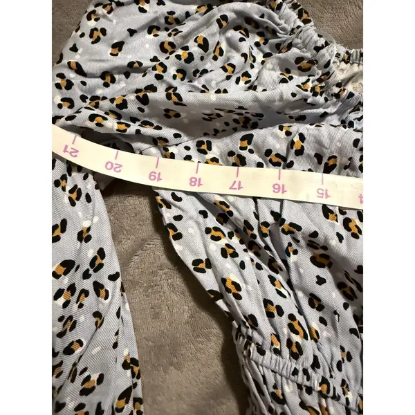 NWT Lost + Wander Blue Leopard Size‎ Medium Women Long Sleeve Square Neck Top - Image 7