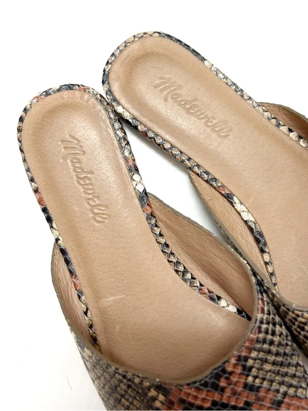 Madewell leather embossed snake print pointed toe slip on Remi mules Size 8 - Image 5