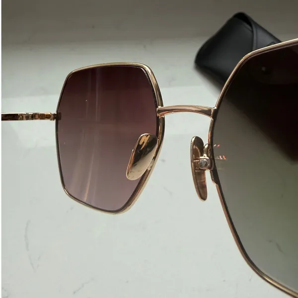 DIFF Harlowe Gold Taupe Flash Geometric Sunglasses New With Case - Image 11