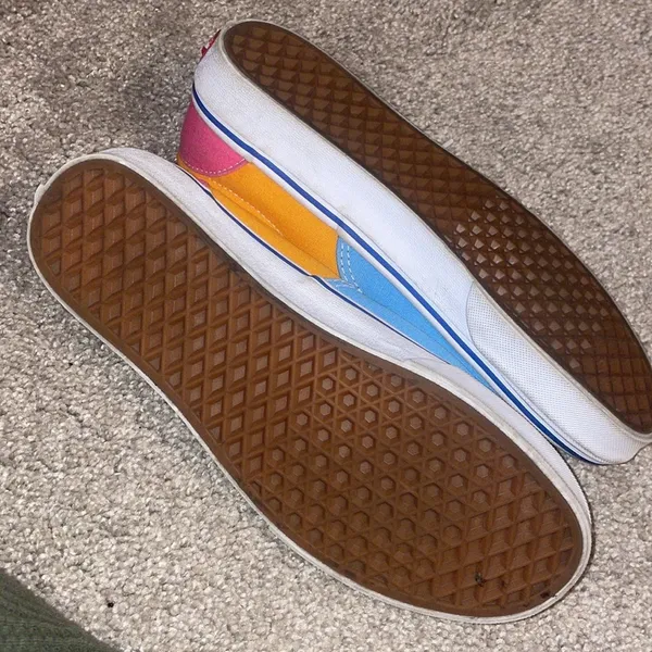 Vans color block tennis shoes canvas in blue and orange - Image 7