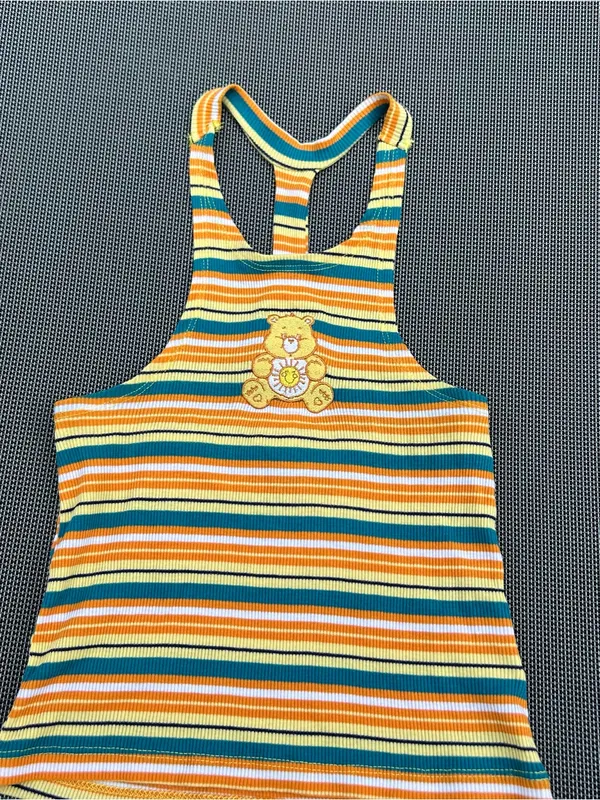 Care Bears Sunshine Bear Sleeveless Graphic Halter Tank Top Women's xs‎ striped - Image 3