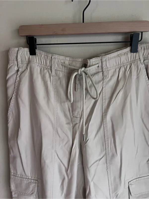 Quince Vintage Wash Tencel Women's Cargo Drawstring Pants Cream Size‎ L - Image 2