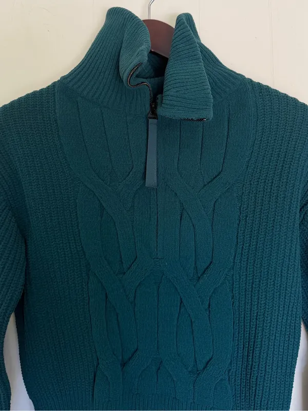 LULULEMON Cable Knit Half-Zip Sweater Pullover Teal Green Size XS - Image 3