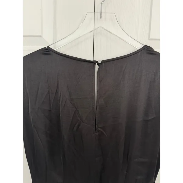 Madewell Wide V-Neck Satin Slip Midi Dress Black Romantic Minimalist Whimsigoth - Image 10