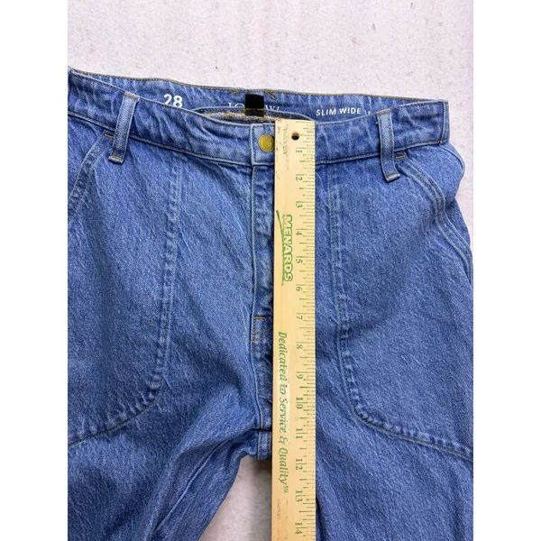 J.Crew Slim Wide Leg Jeans Women 28 Blue High Rise Carpenter Workwear - Image 6