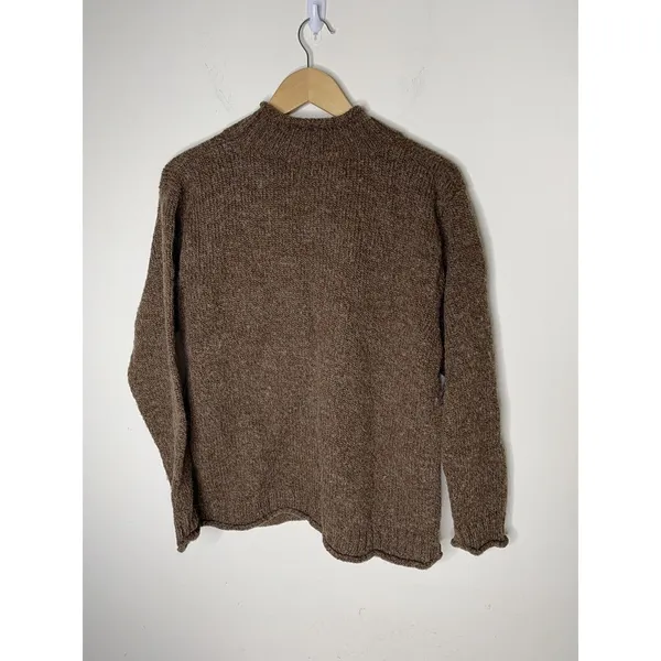 Vintage Sweater Womens Large VNeck Wool Blend Kangaroo Pocket Brown In Knit - Image 3