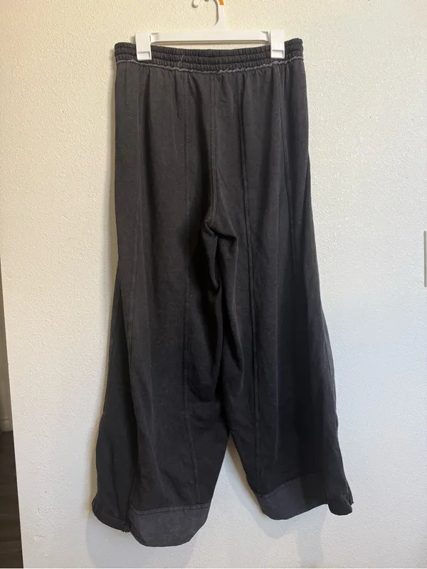 Daily Practice Anthropologie Charcoal Wide Leg Zip Hem Pants Utility Y2K - Image 7