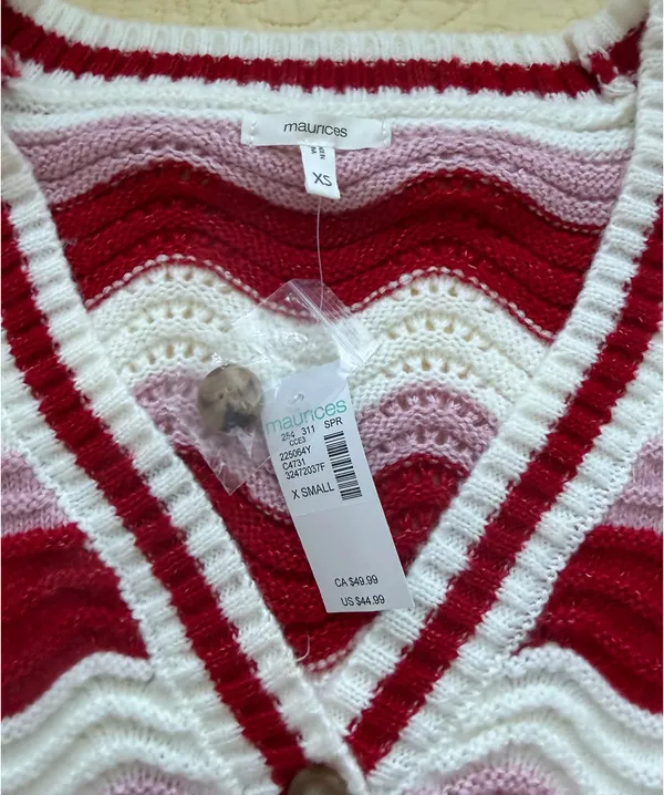 💕 Pink & Red Chevron Cardigan Maurice’s 💕 - Image 4