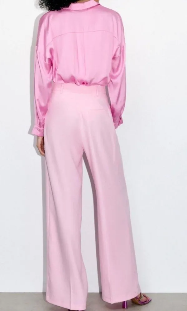 ZARA NWT Pink High-waisted WIDE LEG MENSWEAR STYLE PANTS. - Image 8
