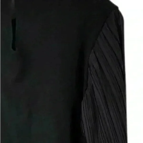 Sioni Women's Black Sheer Pleated Sleeve Mock Neck Blouse Size M‎ - Image 12