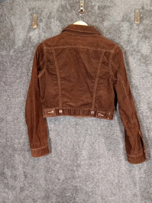 Old Navy Brown Corduroy Cropped Jacket Vintage Y2k Layering Womens S - Image 7
