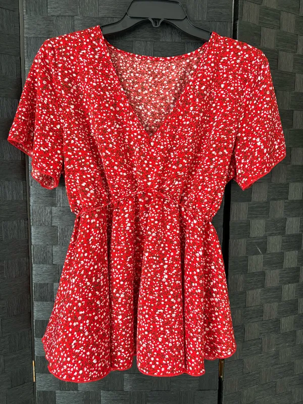 Shein Red Floral Top - Image 2
