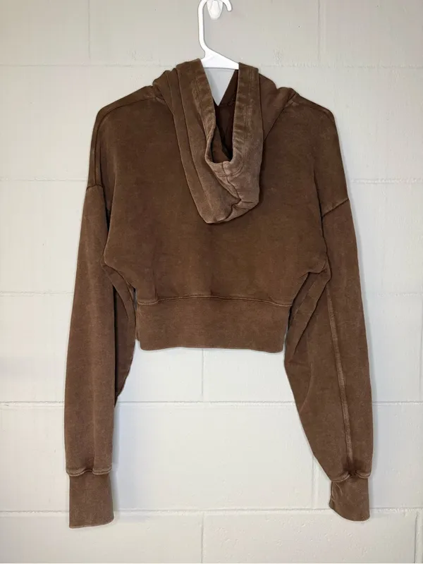 OFFLINE By Aerie Throw-Back Cropped Hoodie Women’s Size XS Brown Athletic Hoodie - Image 5