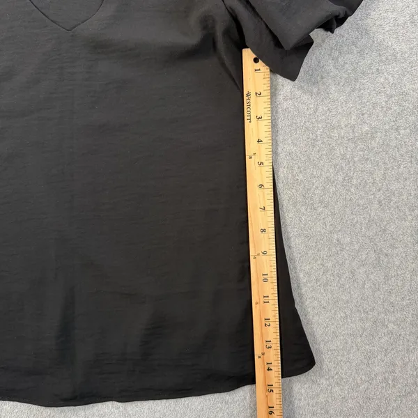 VICI Black Puff Sleeve V-Neck Blouse Women's Small Short Sleeve Made in USA - Image 6