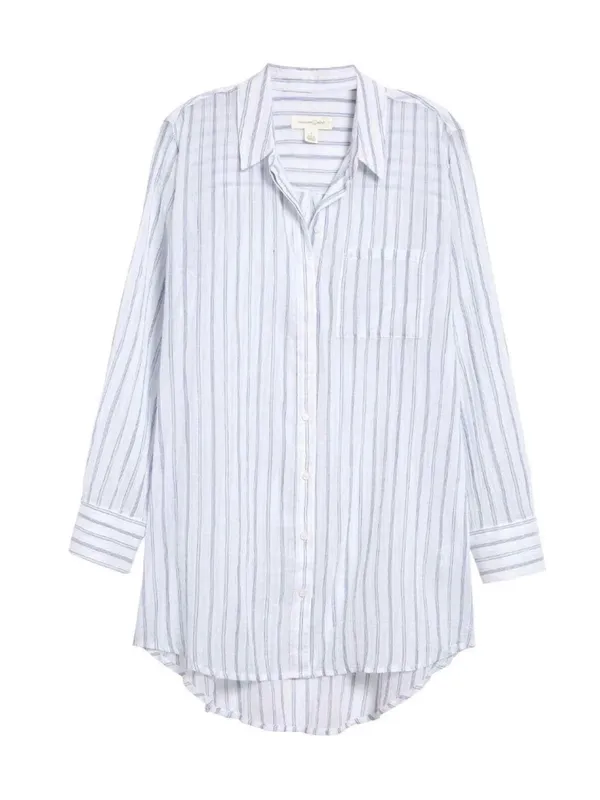 Treasure & Bond Casual Blue & White Striped Button-Up Tunic Shirt Womens Sz XL - Image 5