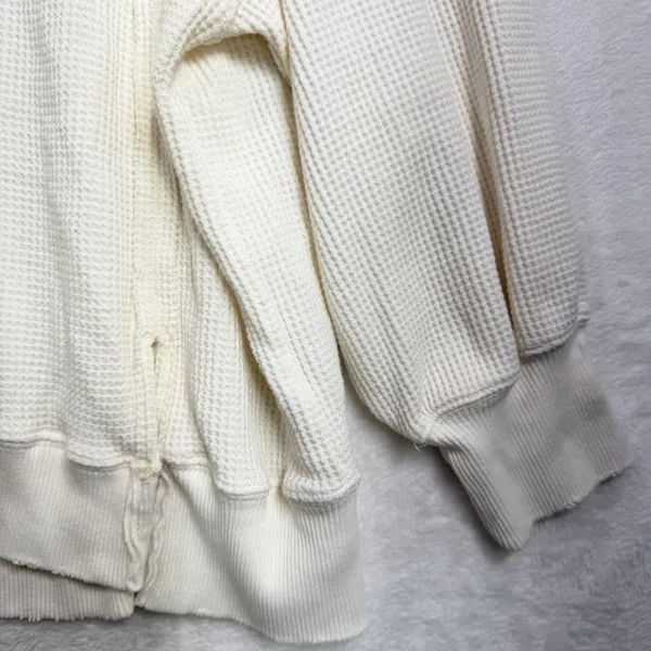 American Eagle Large Big Hug Off-the-Shoulder Waffle Sweatshirt Oversized Boho - Image 3