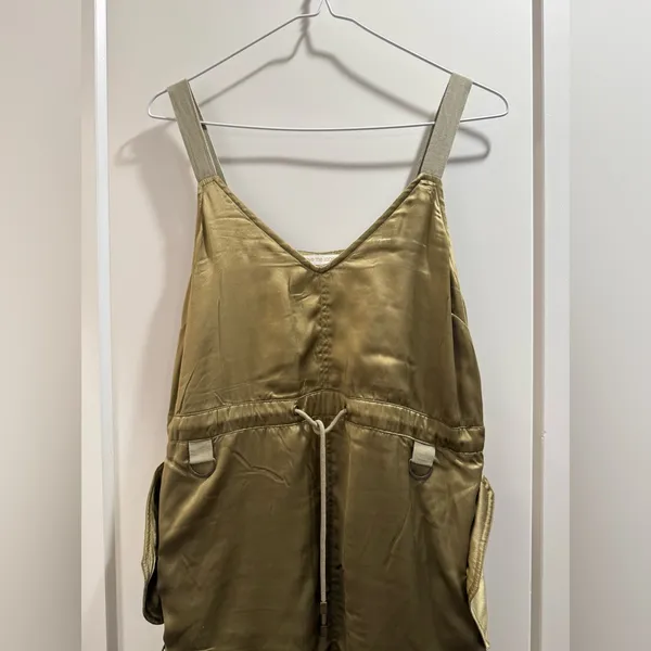 Love The Label Anthropologie Sleeveless Utility Satin Green Midi Dress Size‎ XS - Image 5