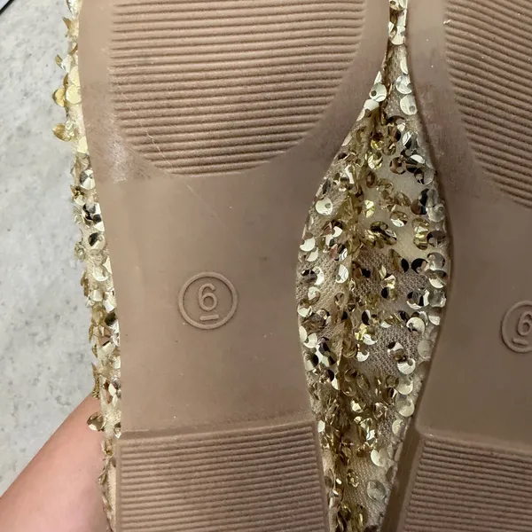 A New Day Gold Sequin Mesh Ballet Flats Womens Size 6 Memory Foam New with Tags - Image 3
