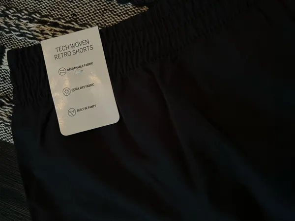 Victoria's Secret Retro Black Athletic Shorts with Beige Trim side pockets new L - Image 7