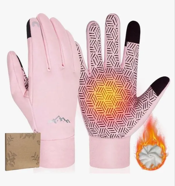 NEW Pixel Panda Winter Gloves Warm Touchscreen Gloves Thermal Large Pink - Image 2