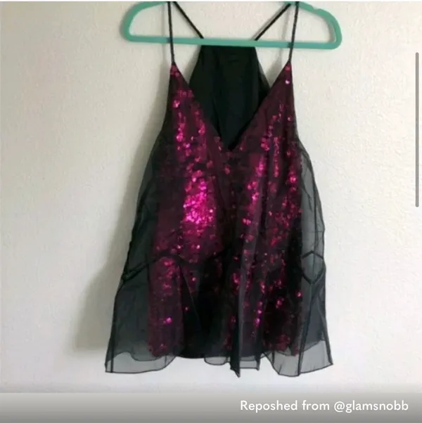 Free People NWT  Purple Sequin Mesh Mini - Image 3