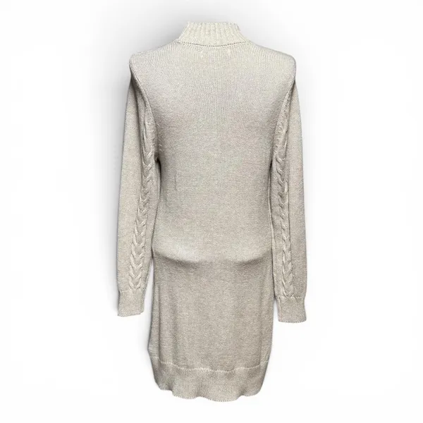 Abercrombie & Fitch Mock Neck Cable Knit Sweater Dress Tan Beige Large - Image 4
