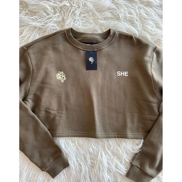 Wolves Darc Sport SHE Cursive Crop Crewneck Sage Size Small - Image 3