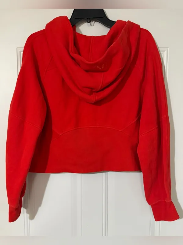 lululemon Scuba 1/2 Zip Hooded Fleece Hoodie Red Women’s Size M/L square dot - Image 6