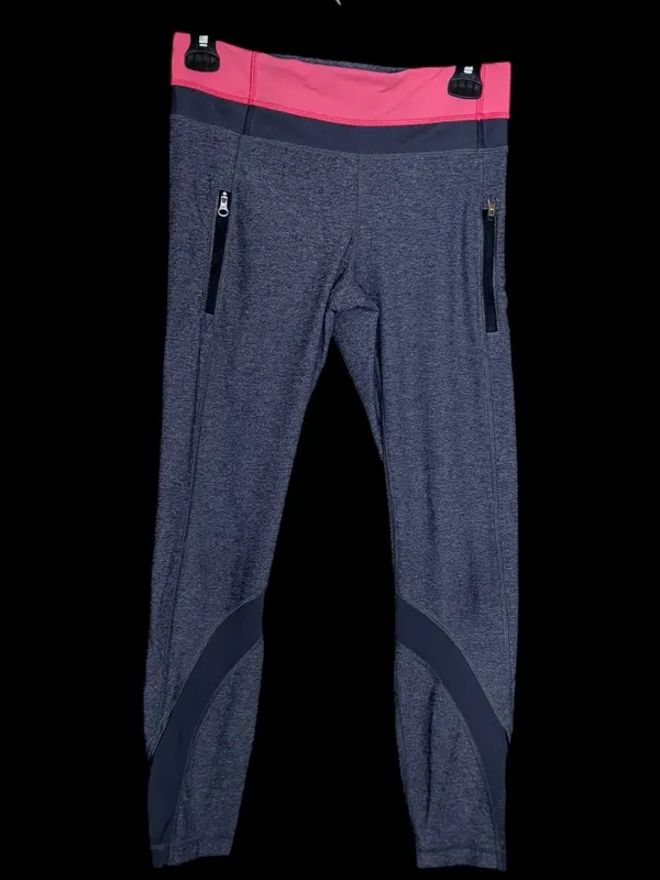 lululemon athletica Heathered Gray Leggings with Pink Waistband - Image 7