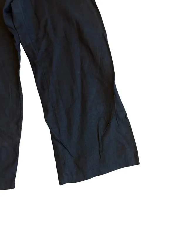 Linen & Co Black Linen Wide Leg Drawstring Pants Palazzo Cropped Large Women's - Image 5