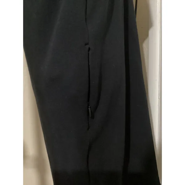 Athleta Black Fleece Wrap Neck Sweatshirt Dress Long Sleeve Thumbholes Womens M - Image 3