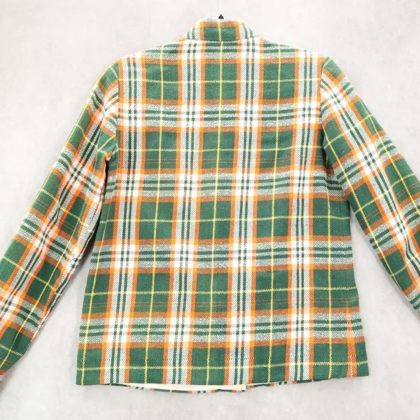 Green Flannel Plaid Long Sleeve Shacket Jacket‎ Western VTG Coat Button Up Small - Image 7