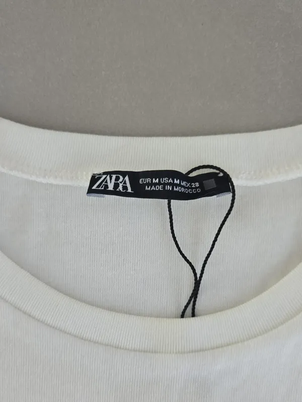 Zara Cream Twist-Front Short Sleeve Tee Size M - Image 5