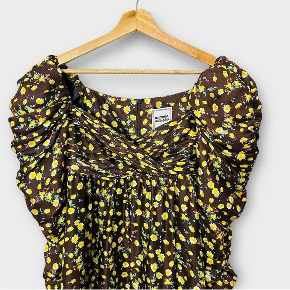 Autumn Adeigbo Bridgette Floral Ruched Empire Mini Dress Size 0‎ Romantic Fairy - Image 4