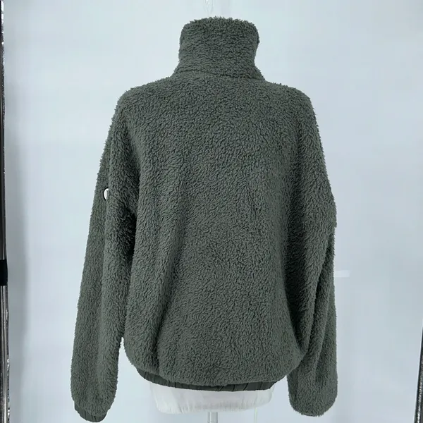Vuori Women's Cozy Sherpa Jacket Green Fleece Jacket Olive Green Size Large - Image 6