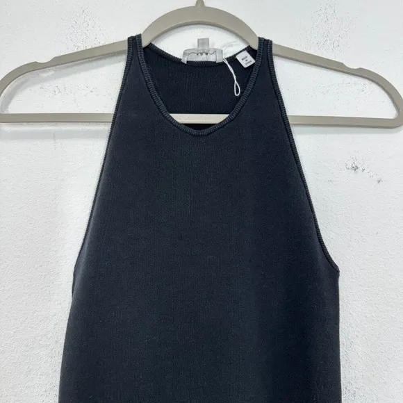 ALC Frank Black Ribbed High Neck Tank‎ Midi Marc Dress Casual Summer Racerback - Image 4