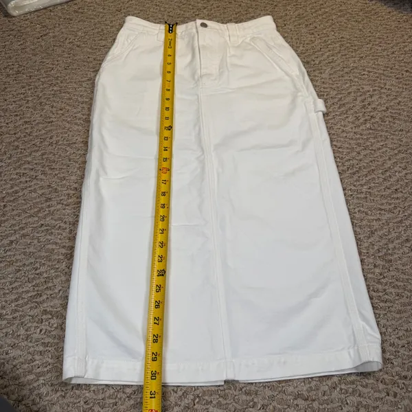 TNA Aritzia White Denim Carpenter Long Midi Maxi Skirt Utility Workwear Size 4 - Image 4
