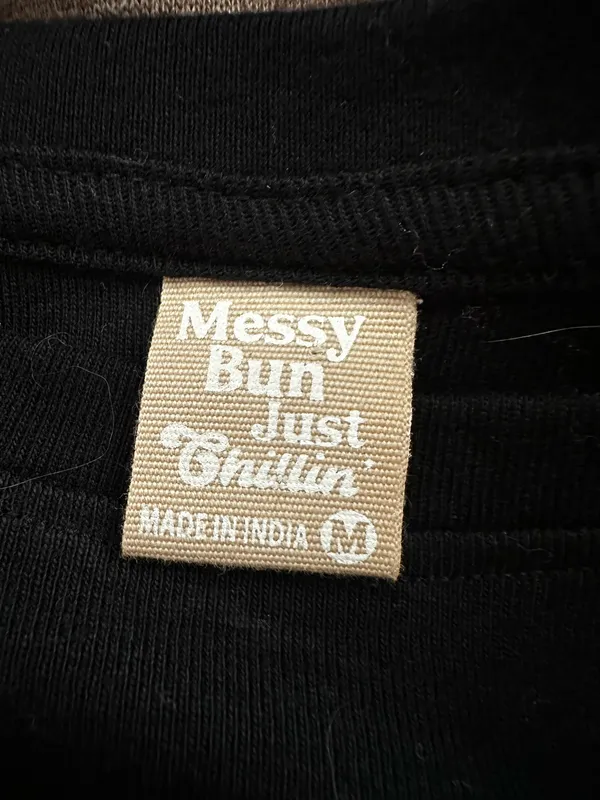 Messy Bun Just Chillin Black cropped graphic Tee - Image 3