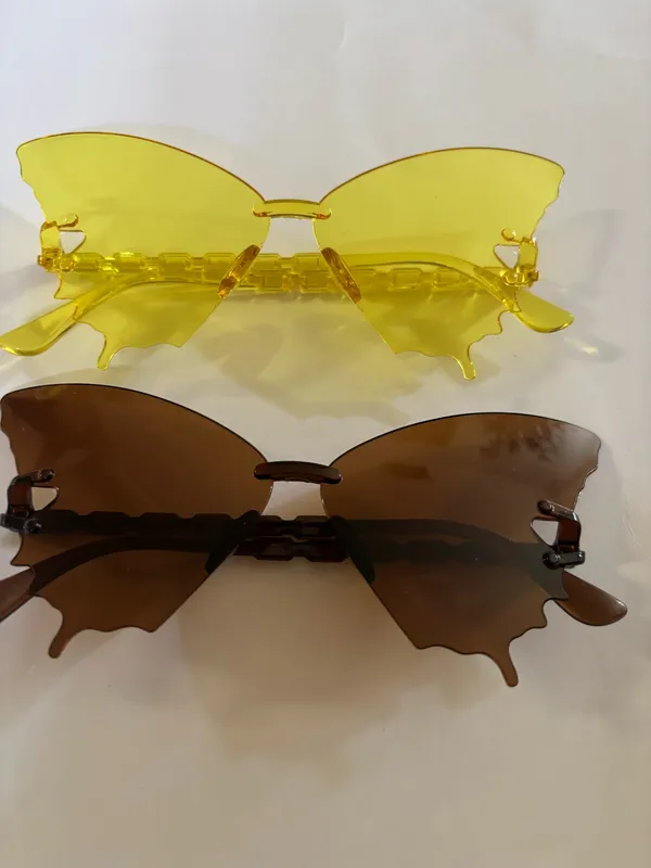 2 Pairs Butterfly Sunglasses Thin(Brand New) Yellow - Image 4